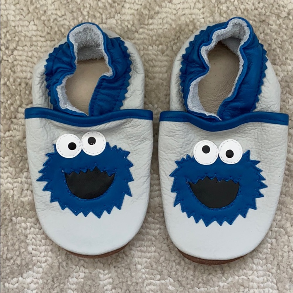 NWOT toddler Cookie Monster leather slip ons